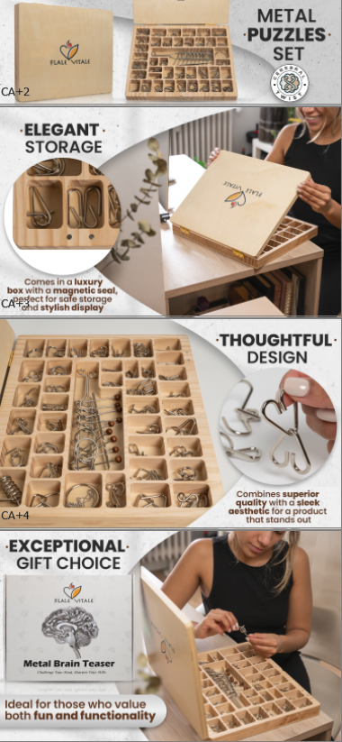 Luxurious Metal Brain Teaser Set – Challenge, Engage, and Impress
