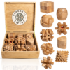 Handcrafted Wooden Brain Teaser Set G1 – Elegance Meets Challenge