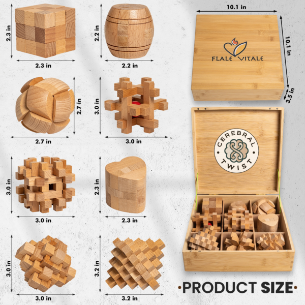 Handcrafted Wooden Brain Teaser Set G1 – Elegance Meets Challenge