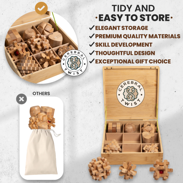 Handcrafted Wooden Brain Teaser Set G1 – Elegance Meets Challenge