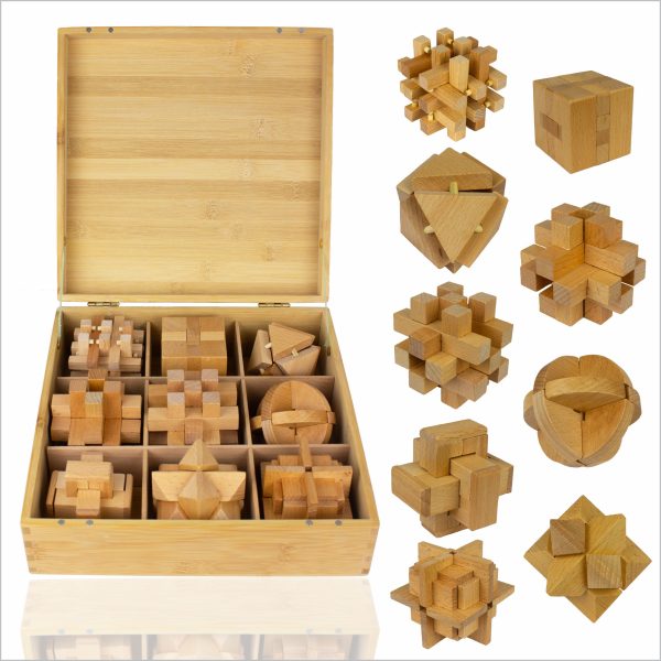 Handcrafted Wooden Brain Teaser Set G2 – Elegance Meets Challenge