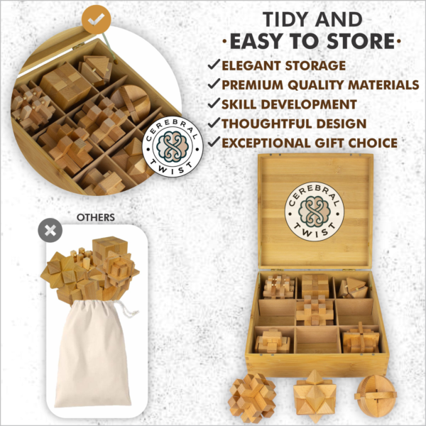 Handcrafted Wooden Brain Teaser Set G2 – Elegance Meets Challenge