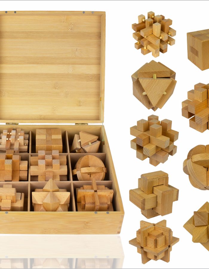 Handcrafted Wooden Brain Teaser Set G2 – Elegance Meets Challenge